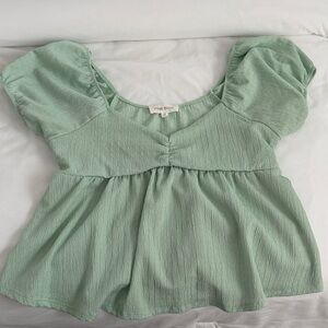 Free People Sage Puff Sleeve Blouse